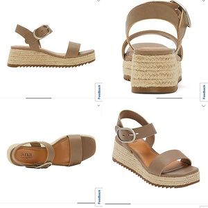 NWT & box a.n.a Evie Taupe wedges size 7.5